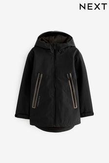 Black Waterproof Fleece Hooded Lined Coat (3-17yrs)