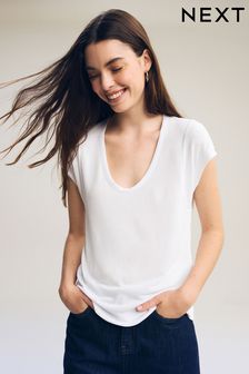 White Premium Modal Rich Short Sleeve Scoop Neck T-Shirt