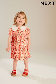 Red Short Sleeve Collar Dress (3mths-7yrs)