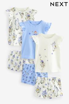 Blue/White Fairy Short Pyjamas 3 Pack (9mths-10yrs) (9mths-10yrs)