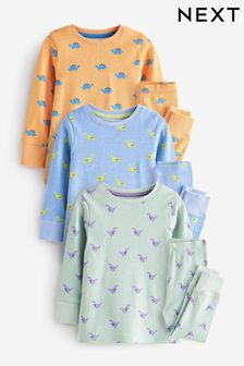 Bright Dinosaurs Long Sleeve 3 Pack Pyjamas Set (9mths-8yrs)