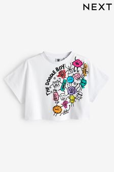 White Doodle Boy Artist Boxy T-Shirt (3-16yrs)