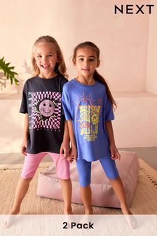 Blue/Pink Short Pyjamas 2 Pack (9mths-16yrs)