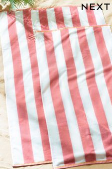 Pink Pink Reversible Stripe XL Beach Towel