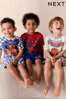 Red/Navy/White Spiderman Short Pyjamas 3 Pack (12mths-10yrs)