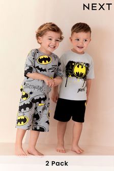 Grey/Yellow Batman License Short Pyjamas 2 Pack (9mths-12yrs)