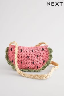 Pink Strawberry Straw Bag