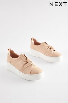 Nude Signature Forever Comfort® Leather Chunky Wedge Platform Trainers