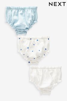 Blue/White Baby Knickers 3 Pack (0mths-2yrs)
