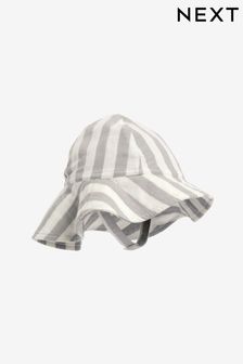 Grey Wide Brim Stripe Baby Hat (0mths-2yrs)