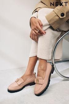 Nude Forever Comfort® Leather Chunky Bow Loafers