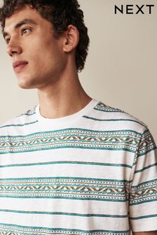 White Navajo Textured Stripe T-Shirt