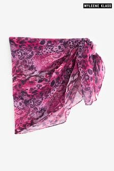 Pink Snake Print Myleene Klass Mini Length Sarong Beach Skirt Cover-Up