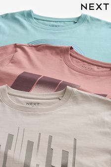 Multi Smart Pastel Fade Out Graphic T-Shirts 3 Pack