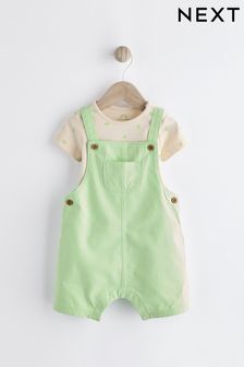 Green Fluro Woven Dungarees And Bodysuit Set (0mths-2yrs)