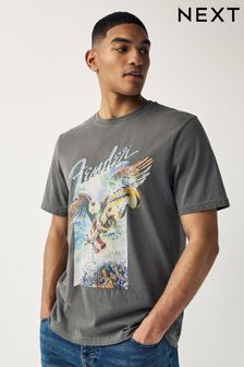 Grey Fender Band Graphic T-Shirt