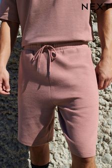Pink Textured Zip Pocket Jersey Shorts