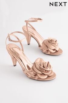 Nude Forever Comfort® Satin Flower Heeled Sandals