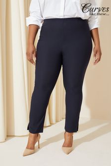 Navy Blue Curves Like These Pull On Bengaline Trousers