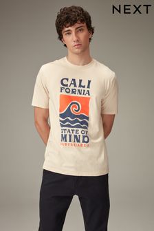 Ecru Wave Summer Block Print T-Shirt