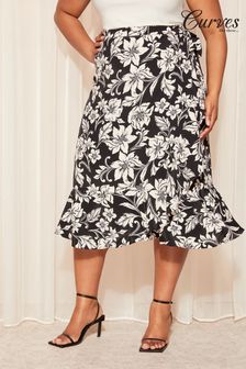 Black/White Curves Like These Wrap Midi Skirt