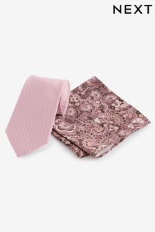 Pink Floral Tie And Pocket Square Set