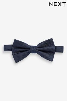 Navy Blue Textured Silk Bow Tie