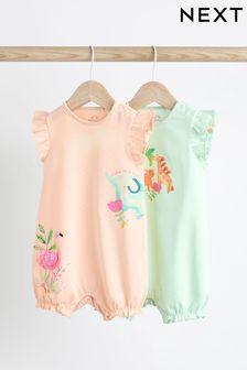 Pastel Pink/ Blue Animal Baby Rompers 2 Pack