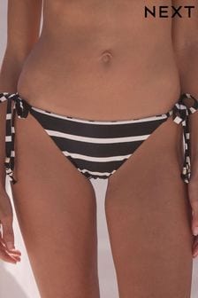 Black/White Stripe Reversible Tieside Bikini Bottom