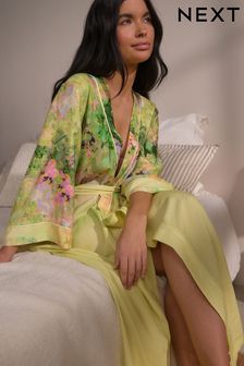 Lime Green Floral Lightweight Robe