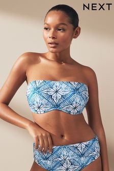 Blue/White Tile DD+ Non Pad Minimise Bandeau Bikini Top