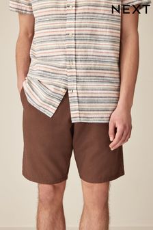 Brown Linen Viscose Shorts