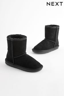 Black Suede Pull On Boots