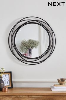 Black Black Contemporary Wire 60cm Wall Mirror