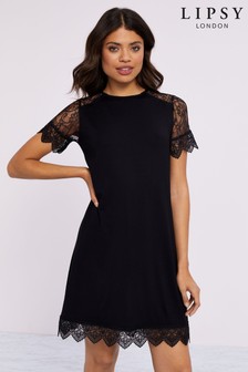 lipsy lace insert shift dress