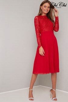 chi chi london burgundy pleated maxi dress