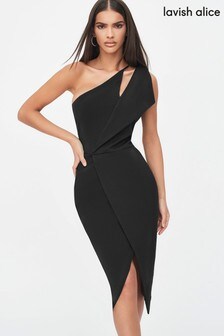 lavish alice scuba frilled midi dress