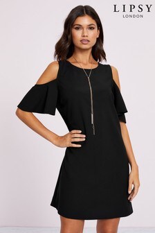 lipsy embellished pleated cuff shift dress