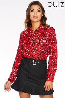 quiz red leopard print top