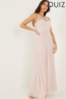 quiz grey chiffon cap sleeve embellished maxi dress