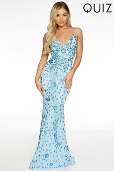 quiz navy sequin bardot fishtail maxi dress