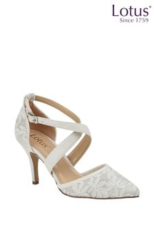 lotus embellished court shoes