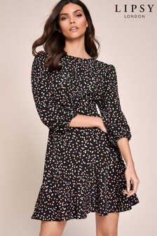 lipsy polka dot ruffle dress