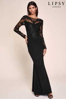lipsy black long evening dress