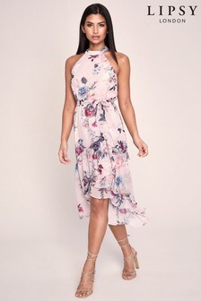 lipsy tropical high neck maxi dress