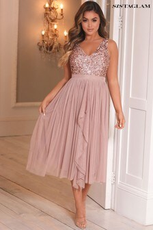 sistaglam pink bridesmaid dress