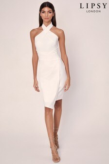 lipsy v neck bandage dress in red