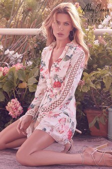 lipsy stella & clara print button dress