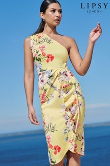 lipsy one shoulder orange dress