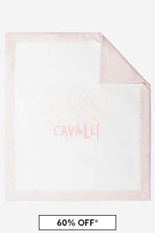 بطانية قطن وردي بشعار للبنات البيبي من Roberto Cavalli